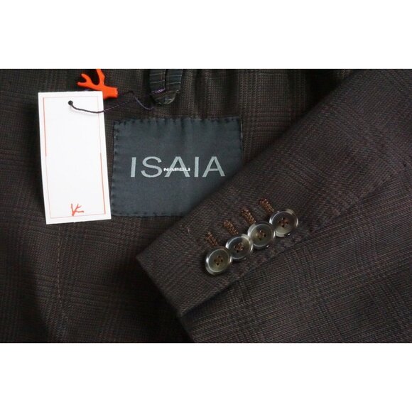 Isaia Cotton Blend Brown Plaid Sport Coat Jacket 42R BRAND NEW W Tags